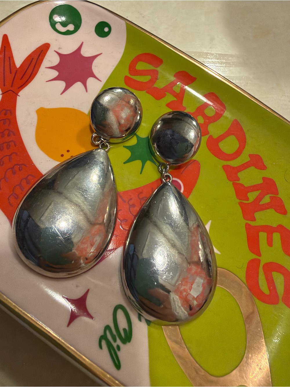 XL Vintage Silver Teardrop Drop Earrings - Statement Women’s Jewelry